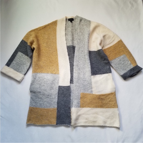 Topshop patchwork open front cardigan knit coat size 2 - Picture 2 of 8